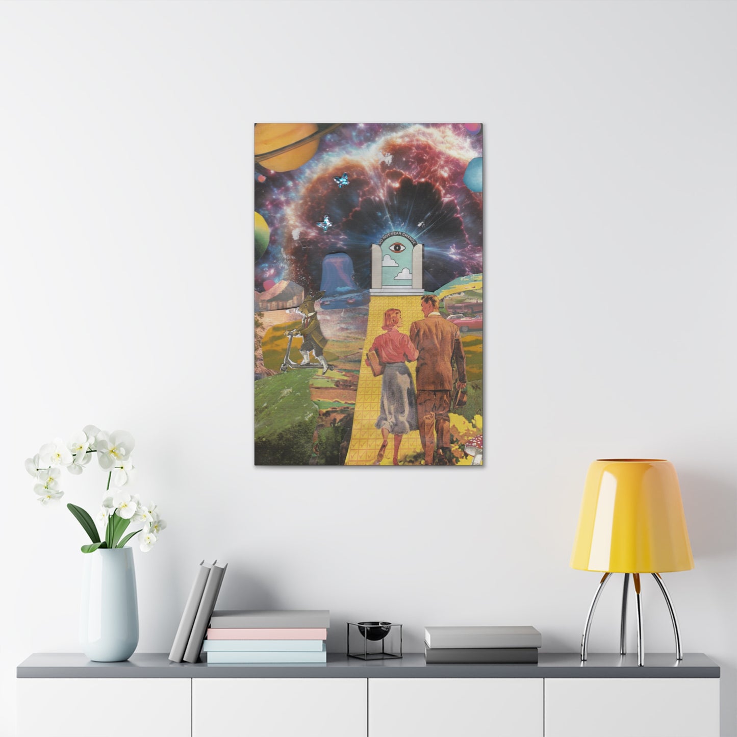 "Do Not Fear Change" Surreal Mixed Media Collage | Canvas Art Print