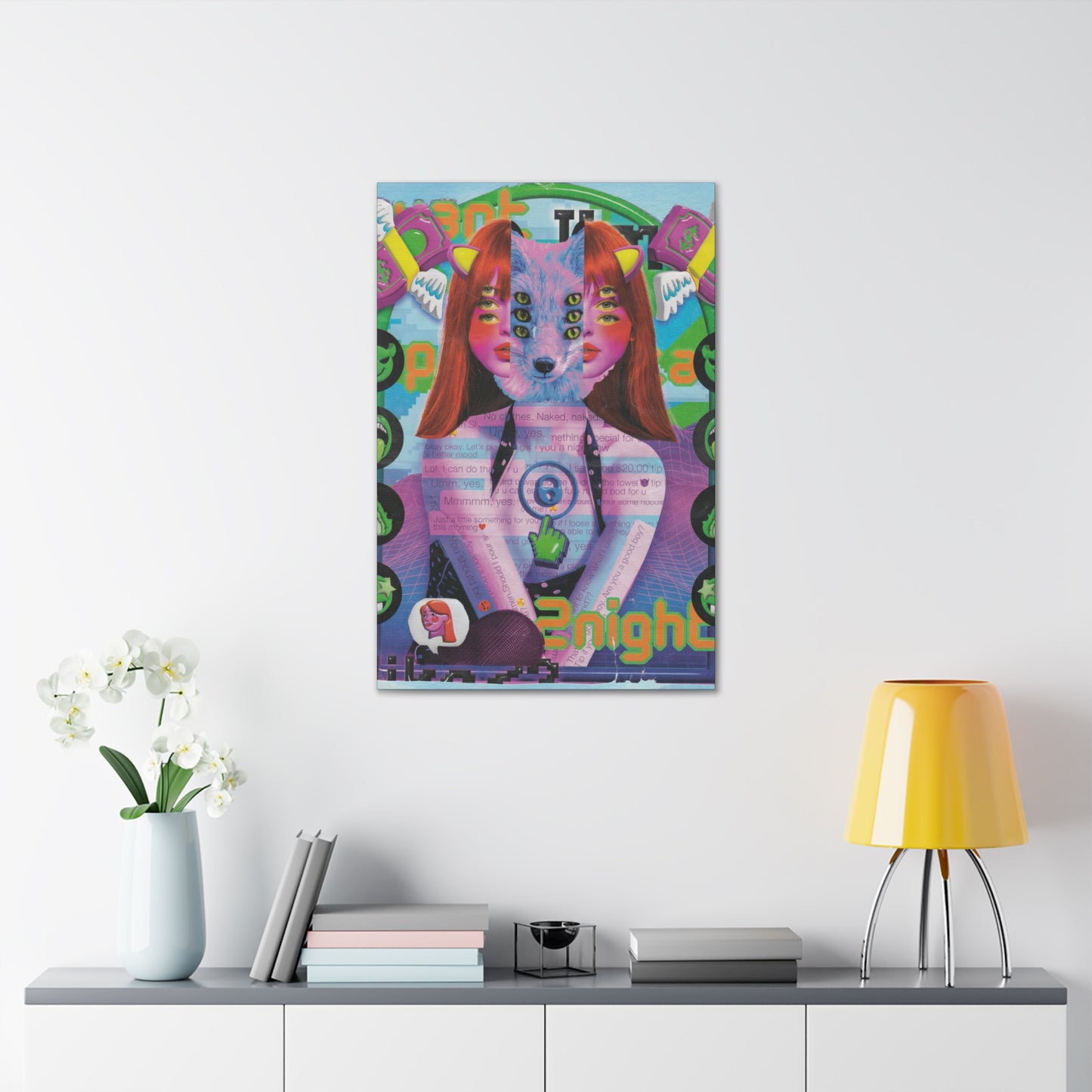 "2night" Surreal Mixed Media Collage - Canvas Art Print