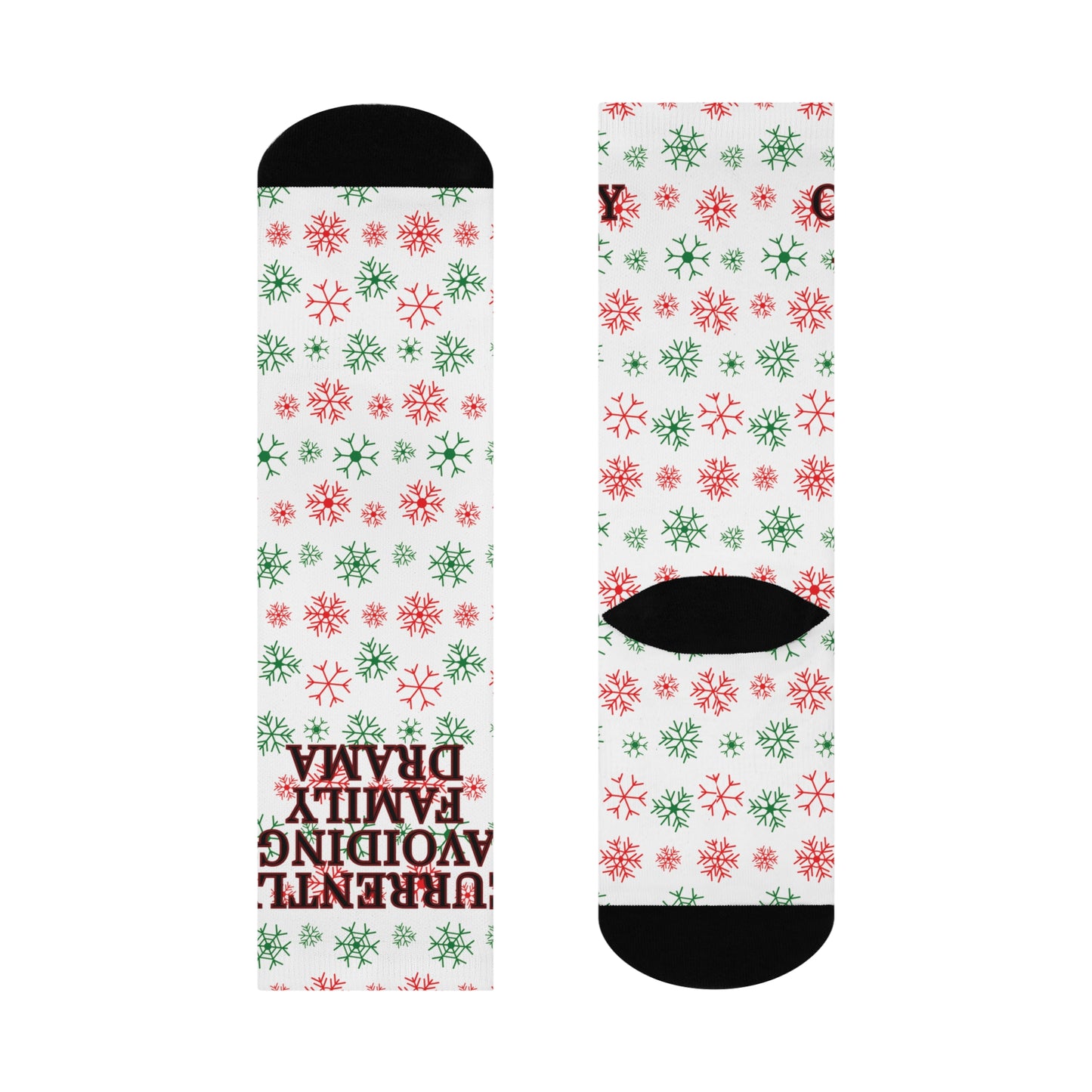 Holiday Socks — “Currently Avoiding Family Drama” Cushioned Crew Socks (Unisex)