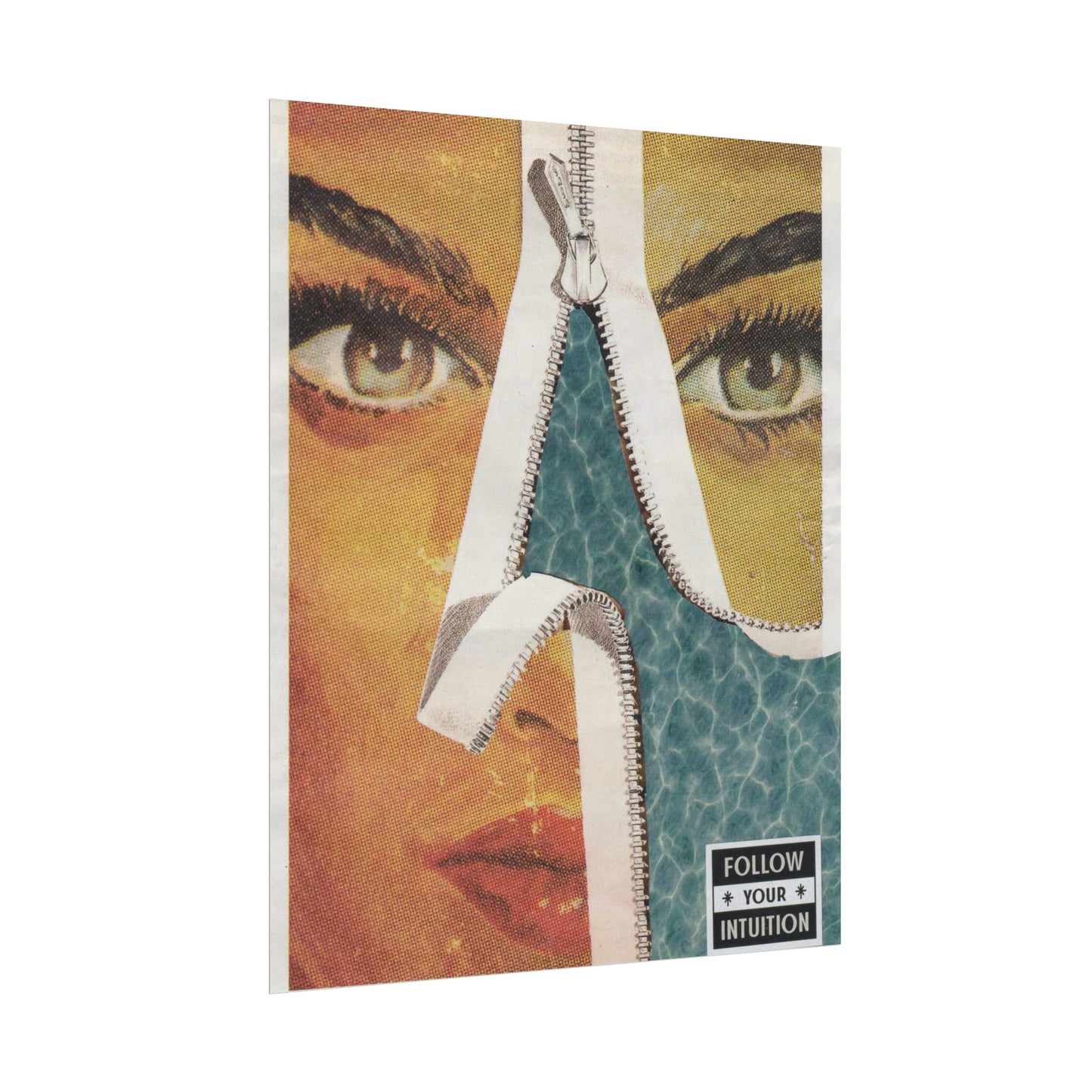 "Follow Your Intuition" Abstract Art Print | Mixed Media Collage