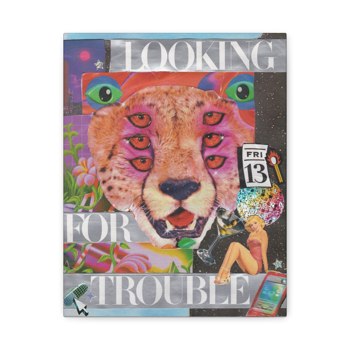 "Looking for Trouble" – Surreal Collage Art Canvas