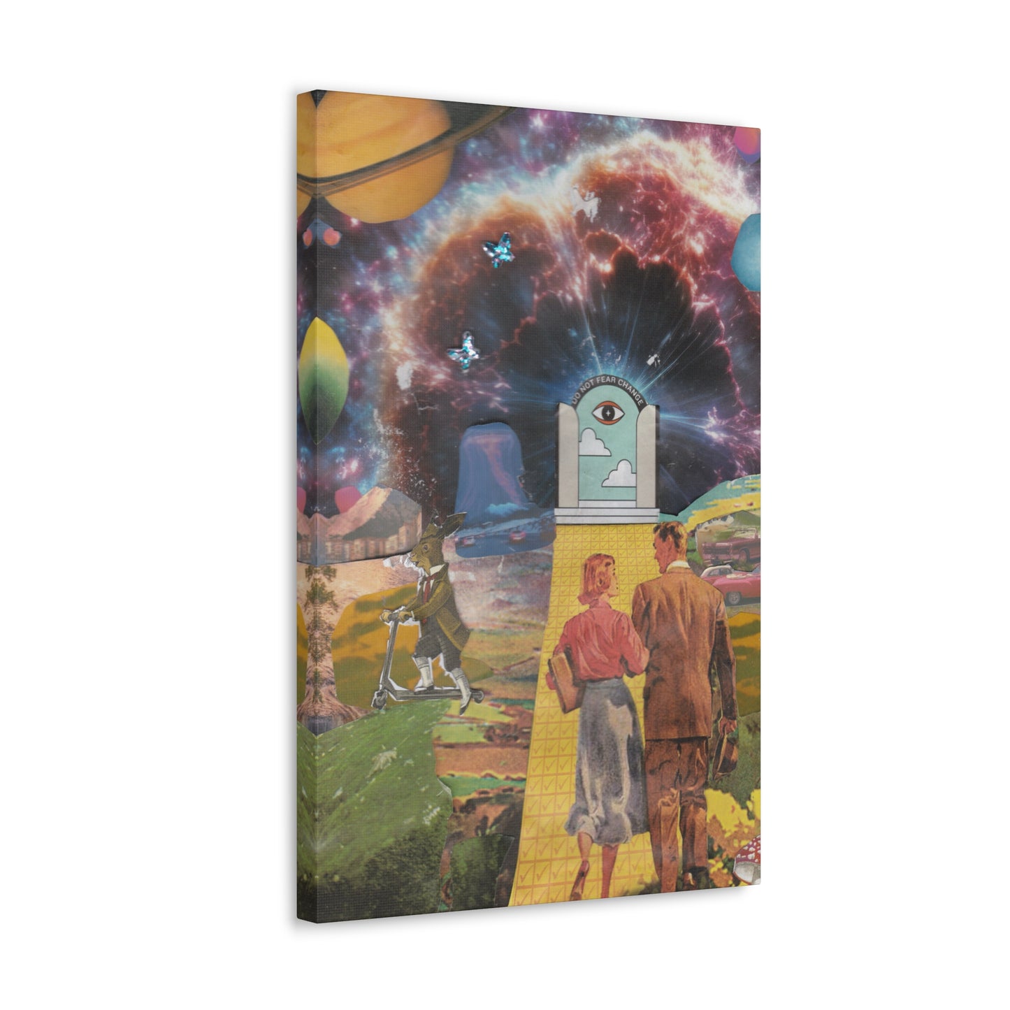 "Do Not Fear Change" Surreal Mixed Media Collage | Canvas Art Print
