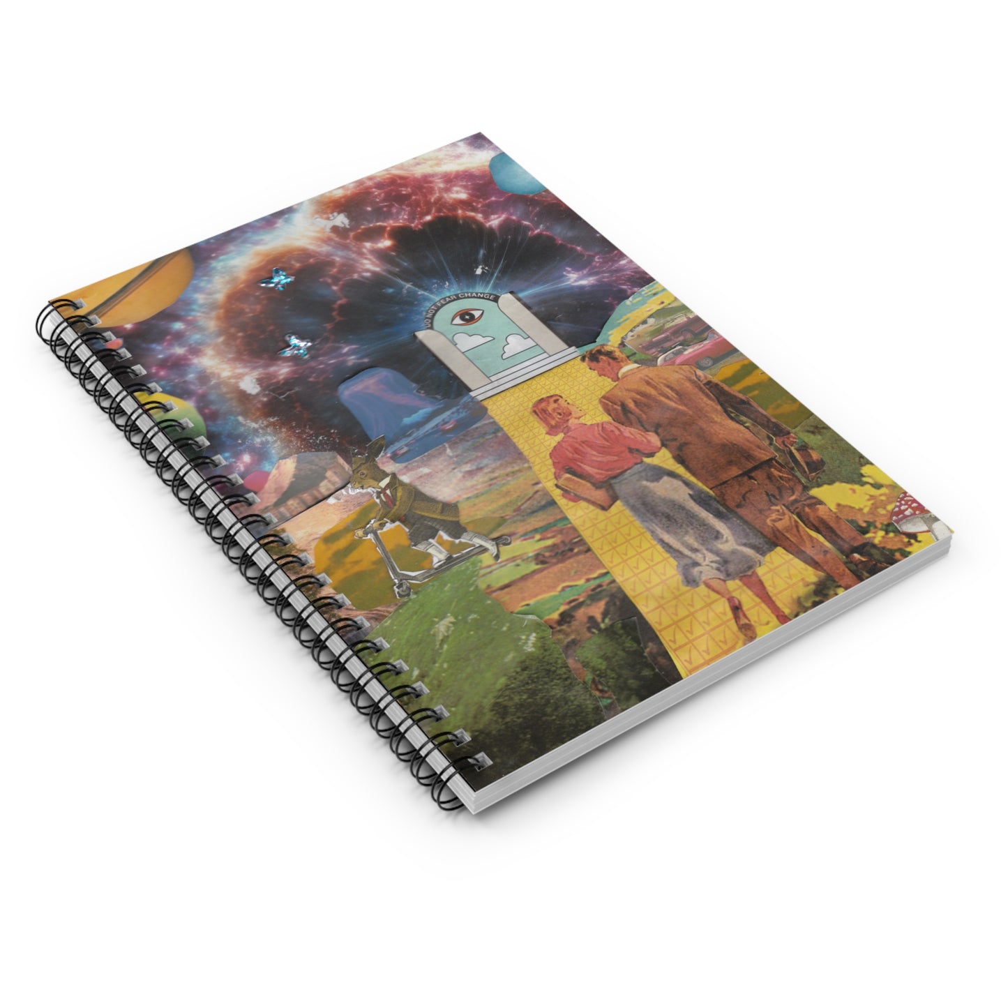 Inspiring Spiral Notebook - "Do Not Fear Change" Journal | Surreal Collage Art Cover (6" x 8")