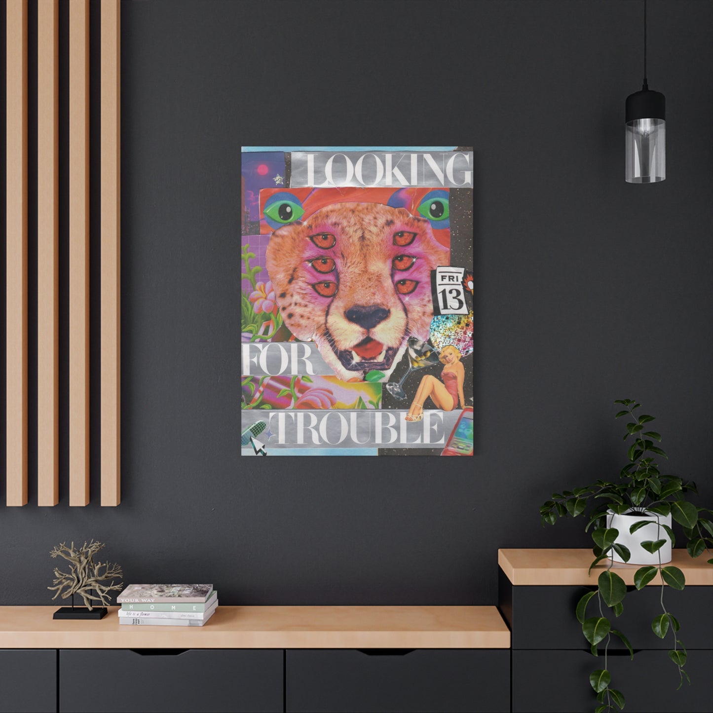 "Looking for Trouble" – Surreal Collage Art Canvas