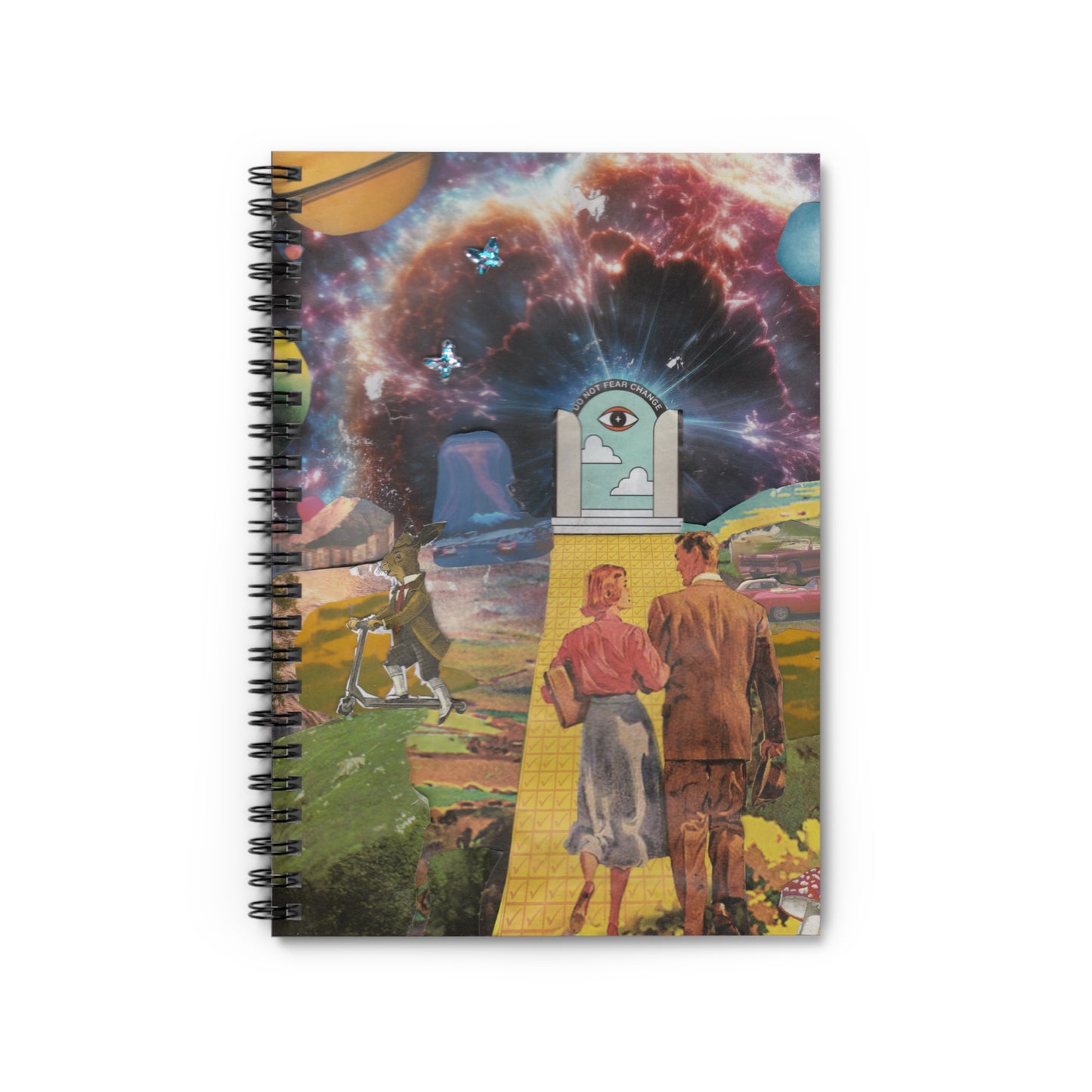 Inspiring Spiral Notebook - "Do Not Fear Change" Journal | Surreal Collage Art Cover (6" x 8")