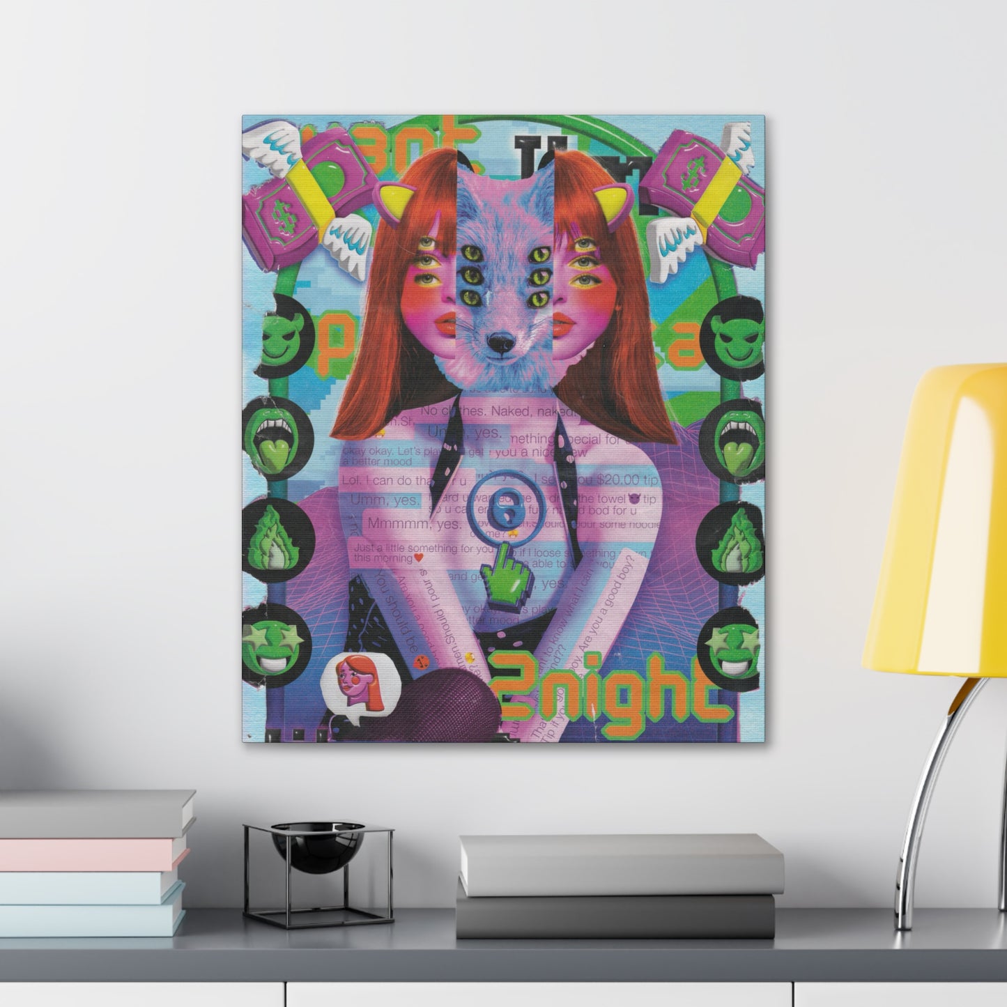 "2night" Surreal Mixed Media Collage - Canvas Art Print