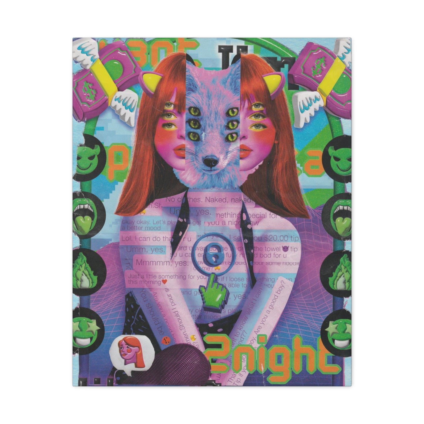 "2night" Surreal Mixed Media Collage - Canvas Art Print