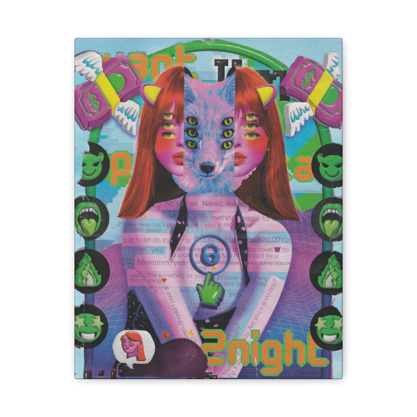 "2night" Surreal Mixed Media Collage - Canvas Art Print