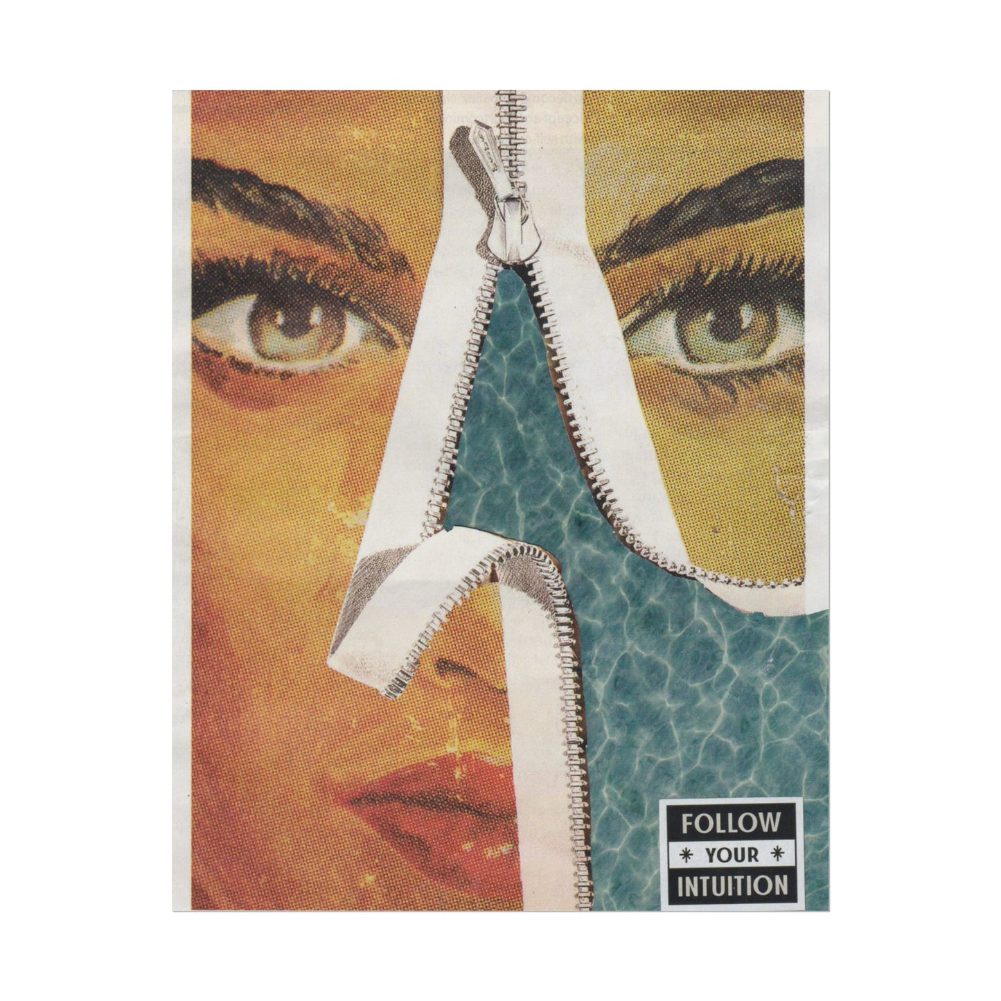 "Follow Your Intuition" Abstract Art Print | Mixed Media Collage