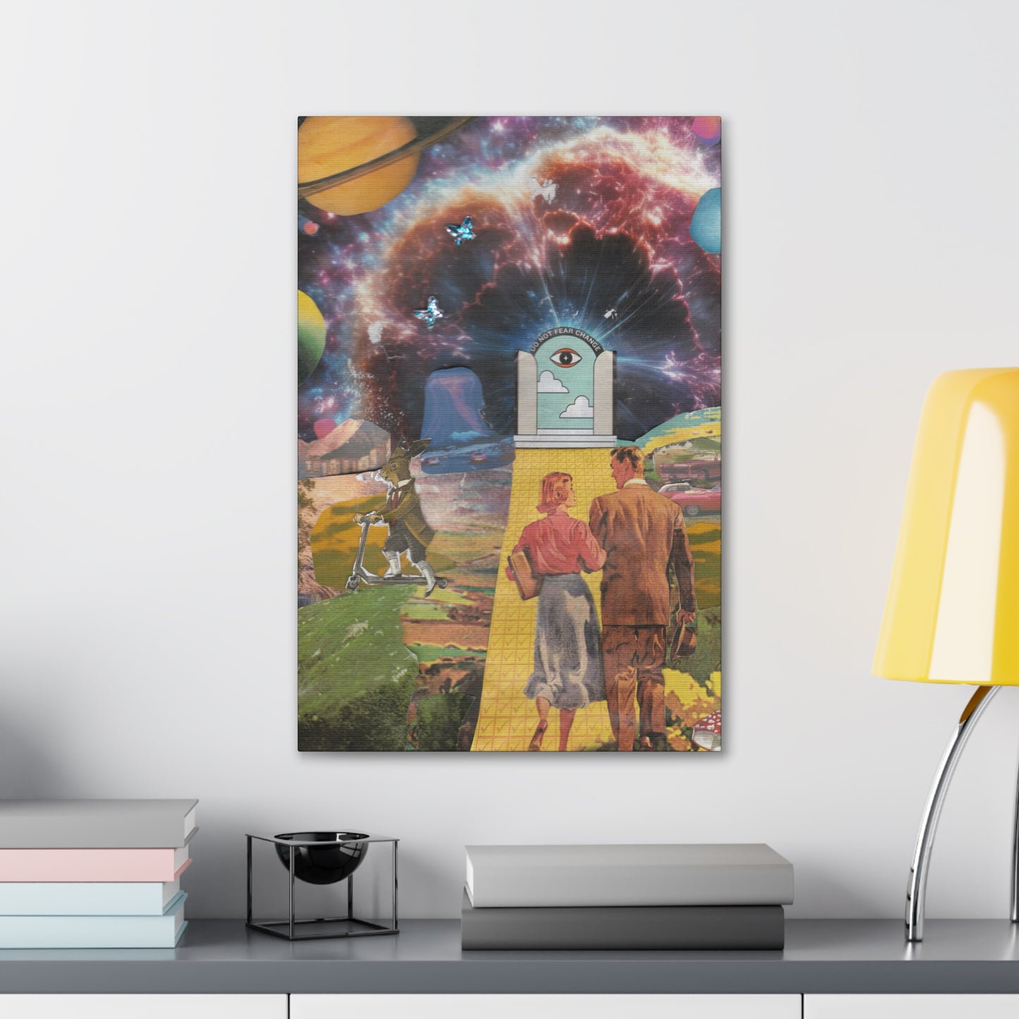 "Do Not Fear Change" Surreal Mixed Media Collage | Canvas Art Print