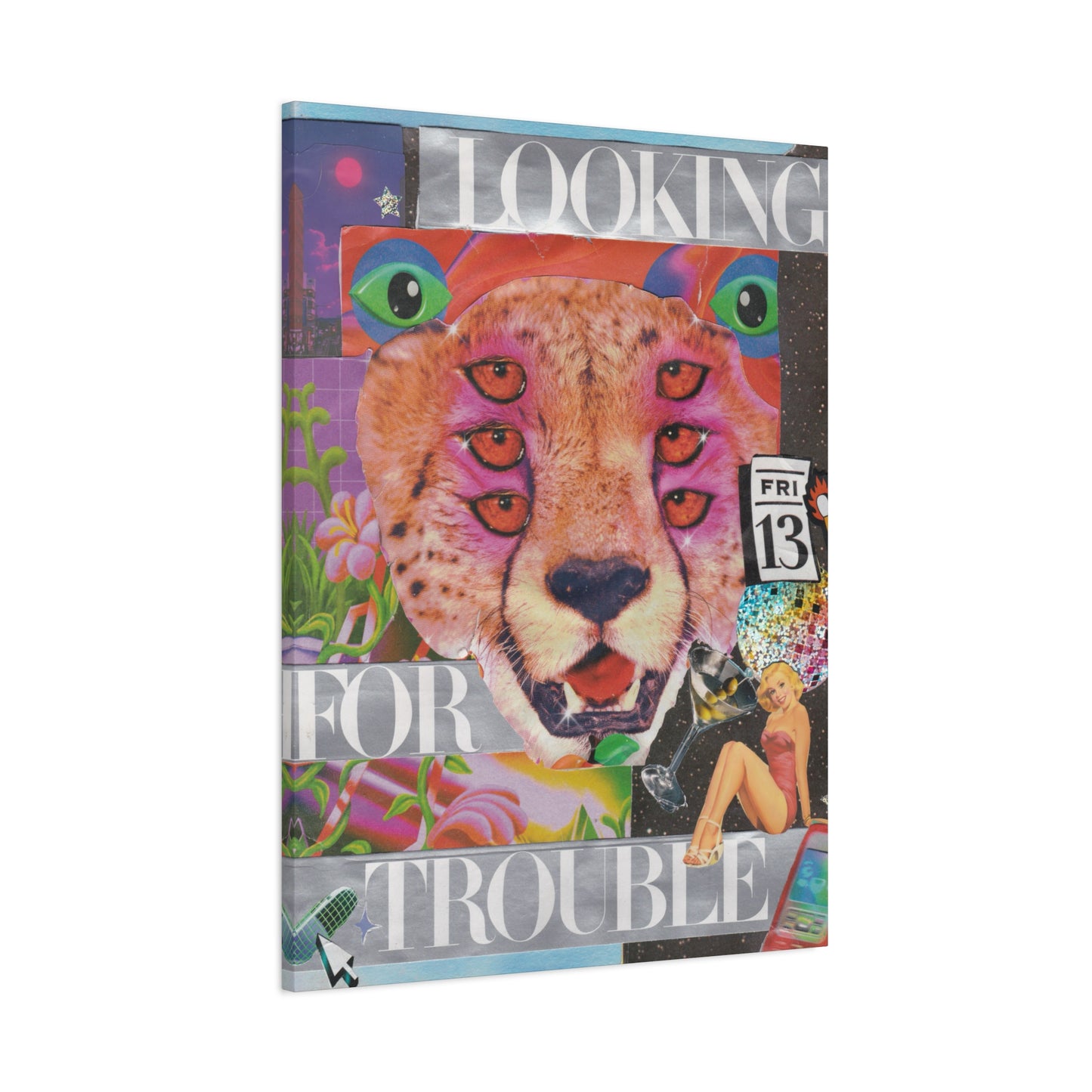 "Looking for Trouble" – Surreal Collage Art Canvas