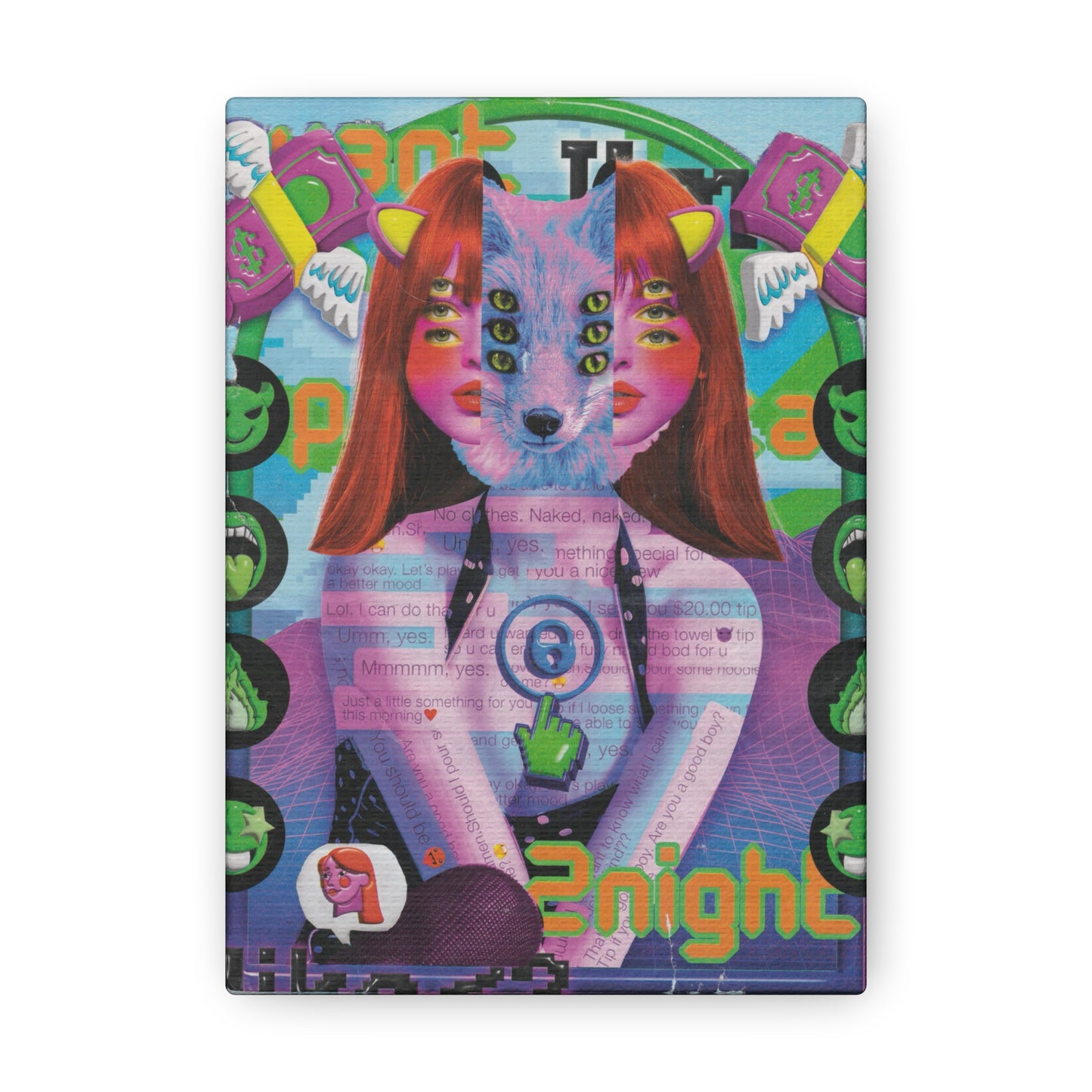 "2night" Surreal Mixed Media Collage - Canvas Art Print