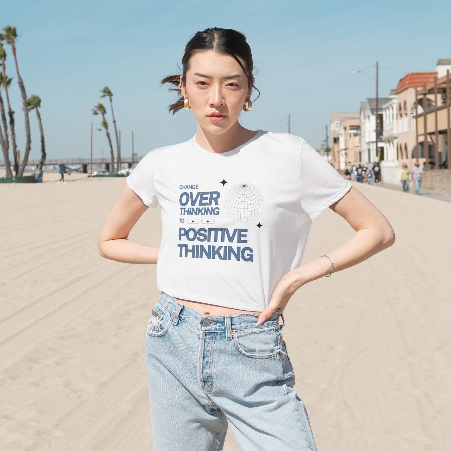 Positive Thinking Women's Flowy Cropped Tee