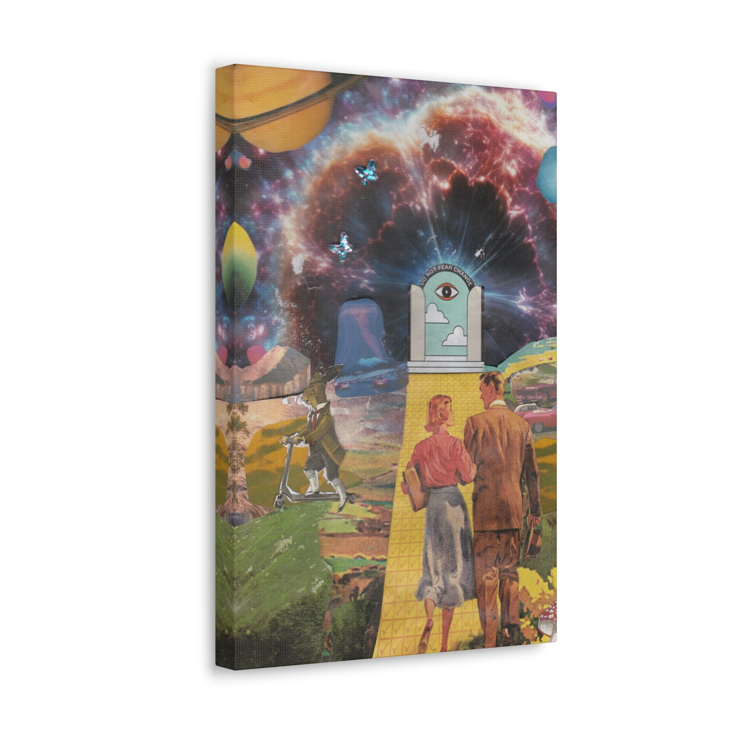 "Do Not Fear Change" Surreal Mixed Media Collage | Canvas Art Print