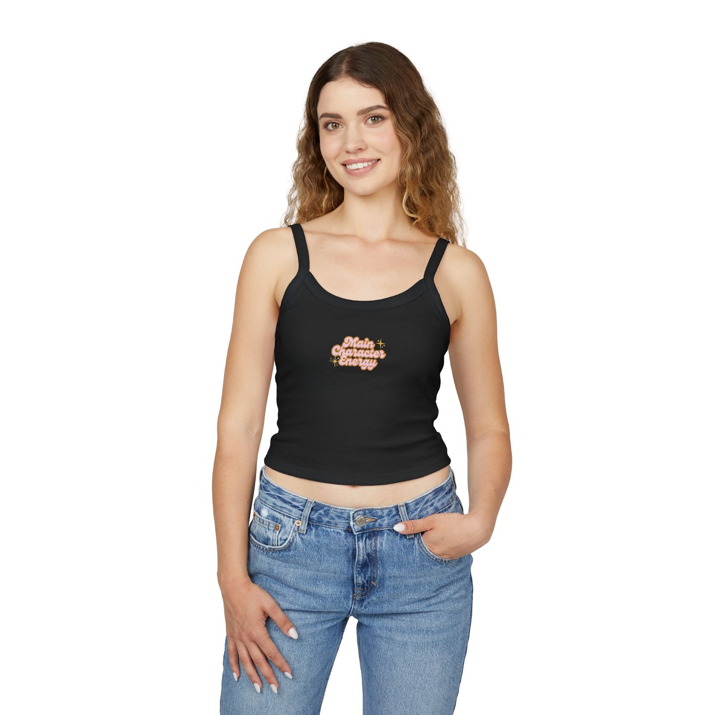 "Main Character Energy" Women's Crop Top - Spaghetti Strap Tank
