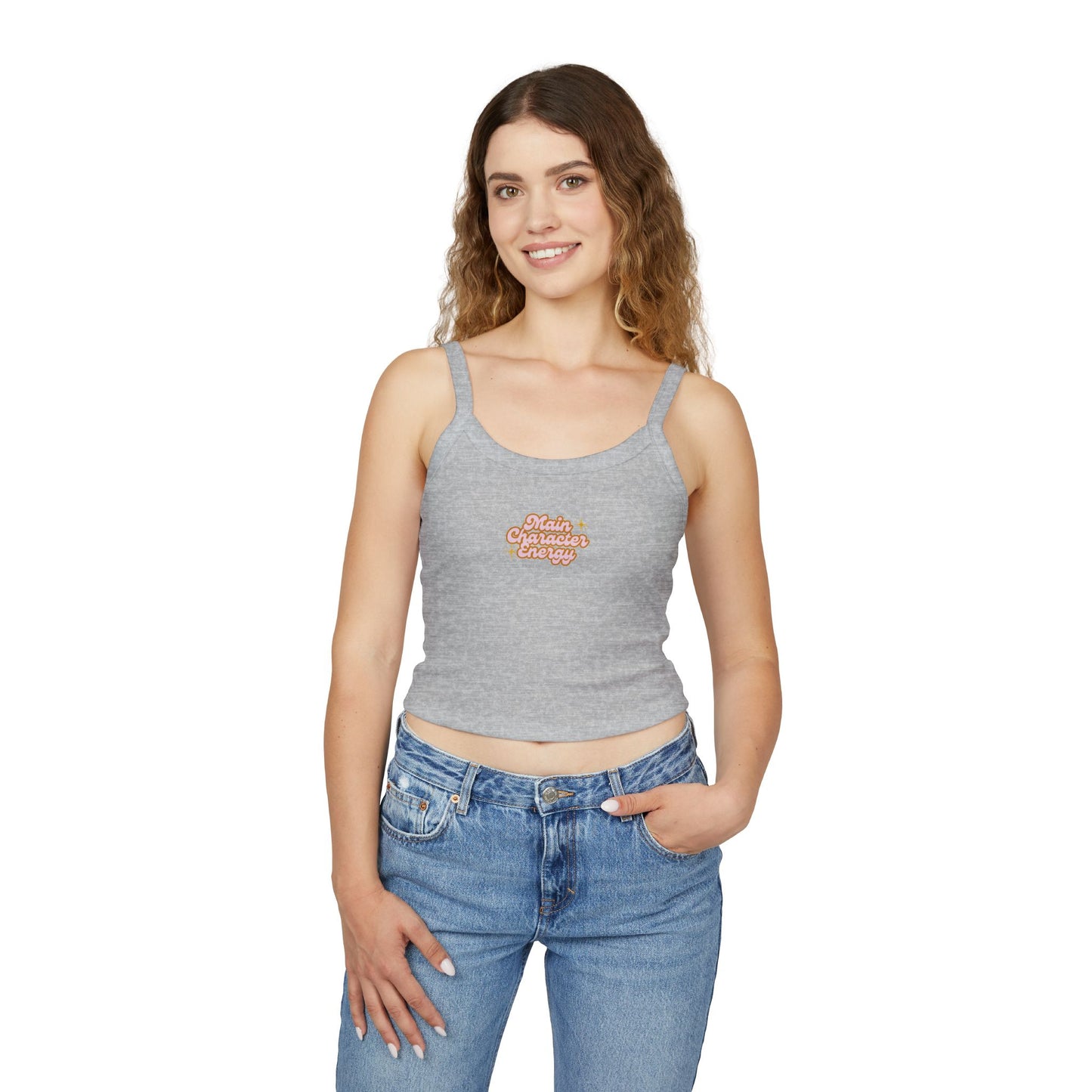 "Main Character Energy" Women's Crop Top - Spaghetti Strap Tank