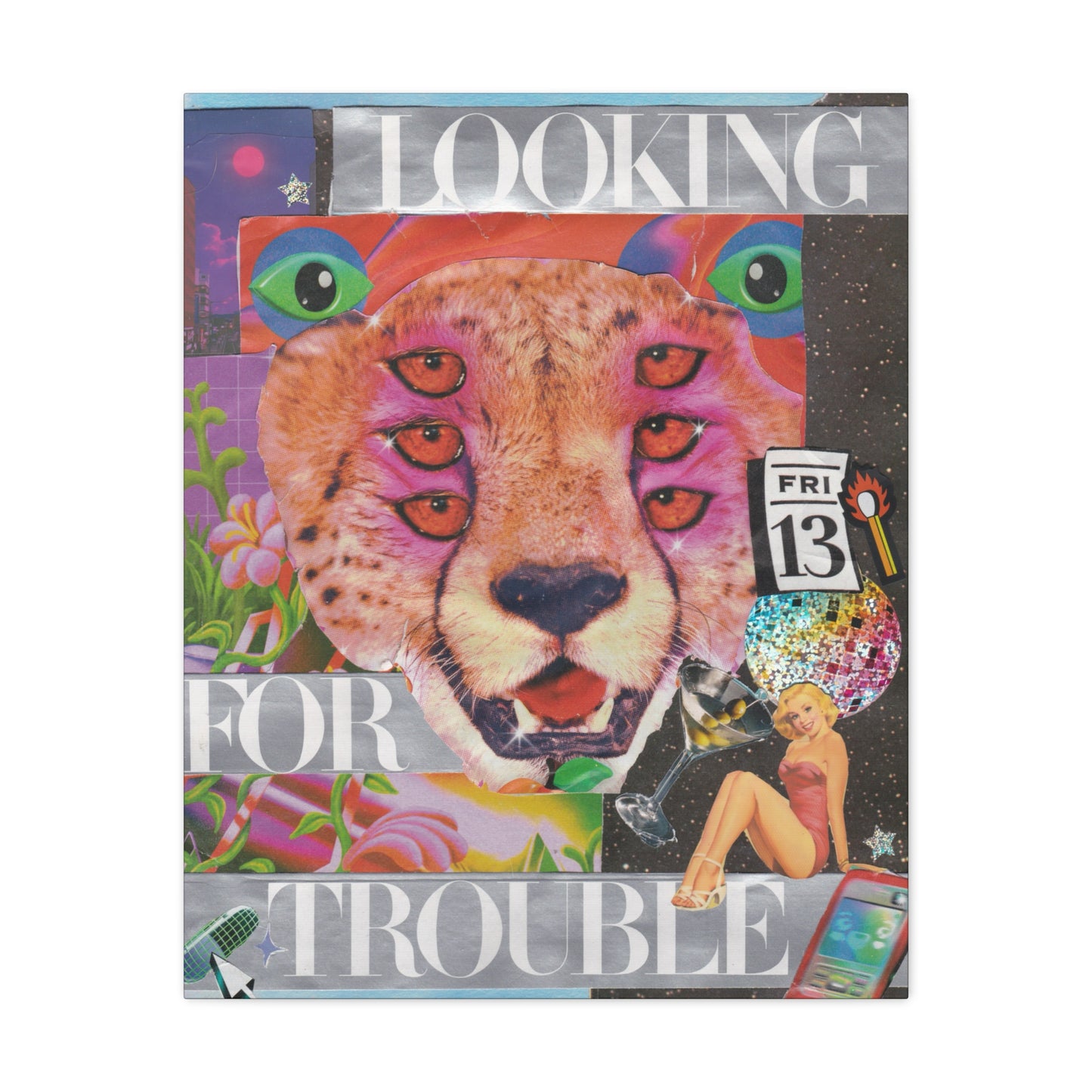 "Looking for Trouble" – Surreal Collage Art Canvas