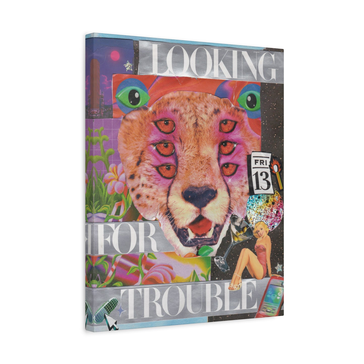 "Looking for Trouble" – Surreal Collage Art Canvas
