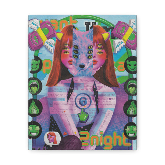 "2night" Surreal Mixed Media Collage - Canvas Art Print