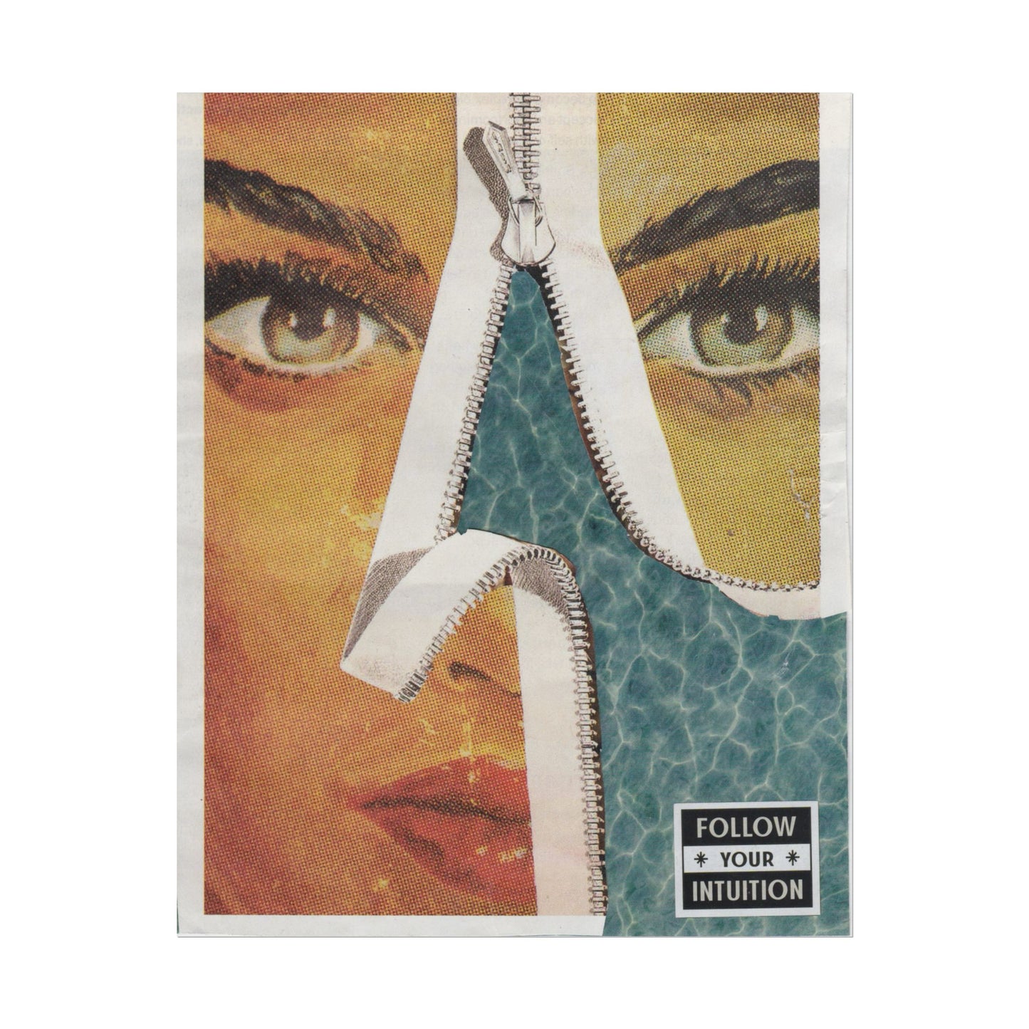 "Follow Your Intuition" Abstract Art Print | Mixed Media Collage