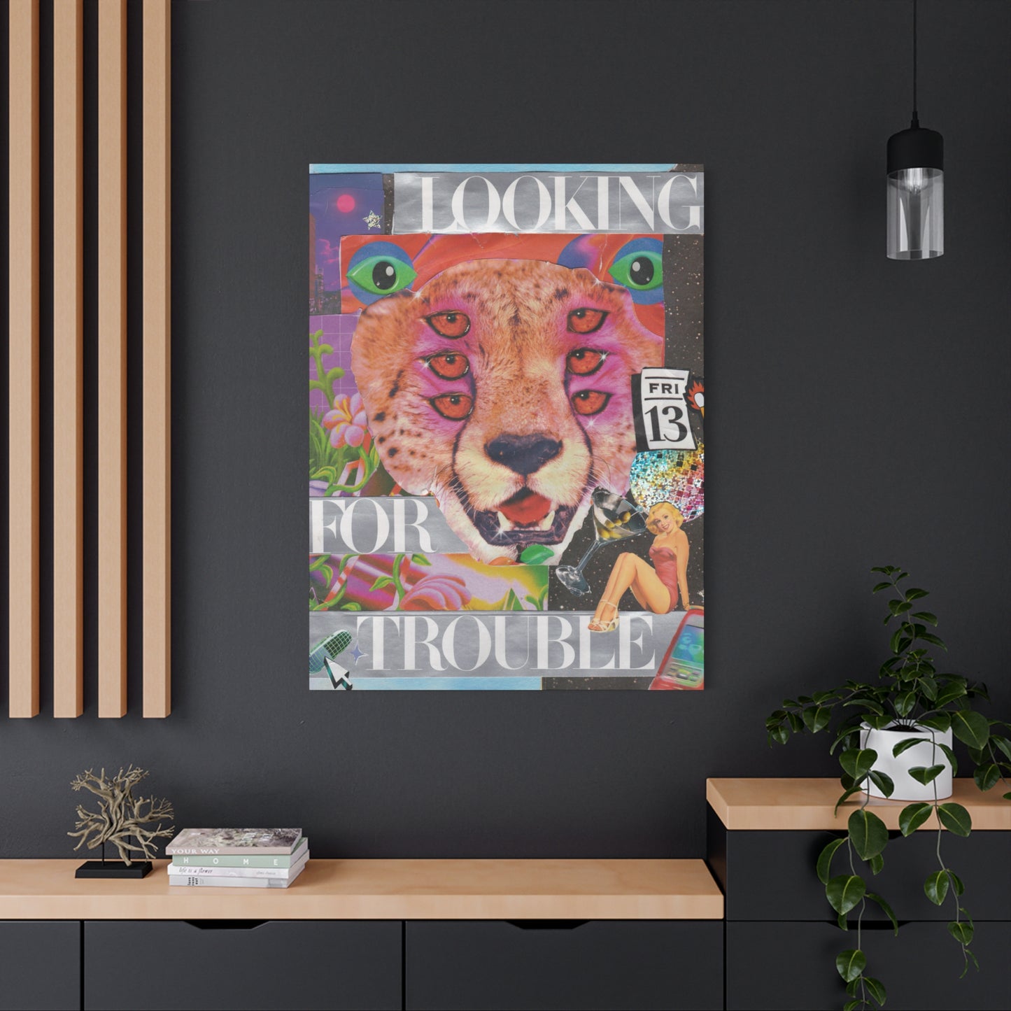 "Looking for Trouble" – Surreal Collage Art Canvas