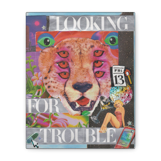 "Looking for Trouble" – Surreal Collage Art Canvas