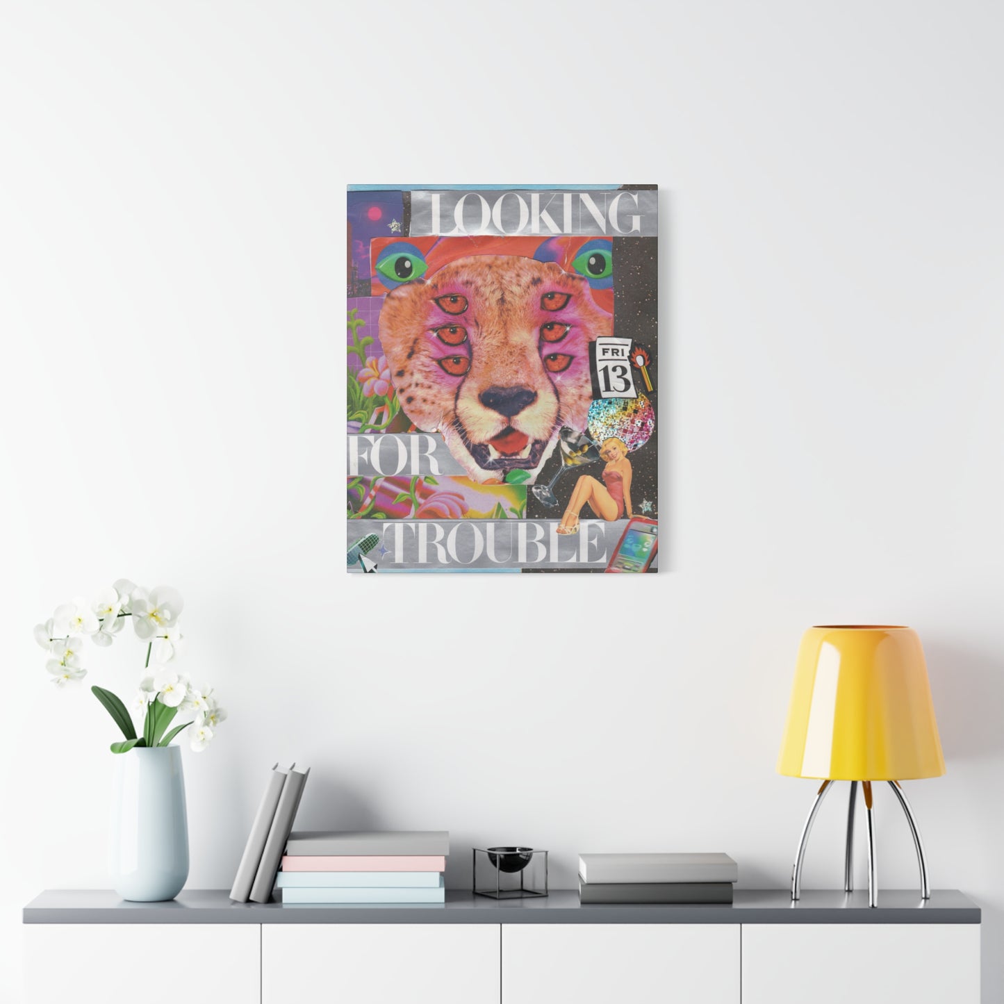 "Looking for Trouble" – Surreal Collage Art Canvas