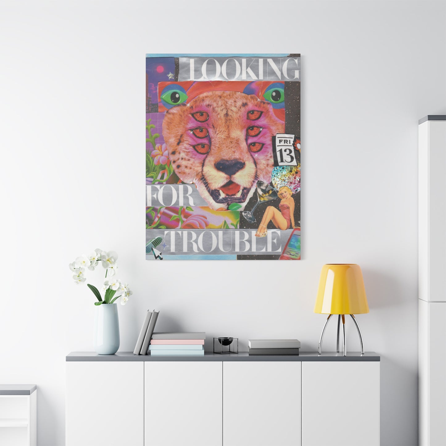 "Looking for Trouble" – Surreal Collage Art Canvas