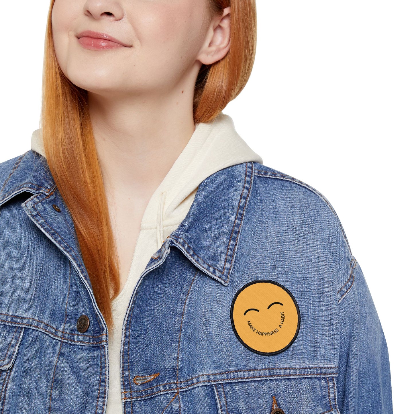 Cute Iron-On Patch - 'Make Happiness A Habit'