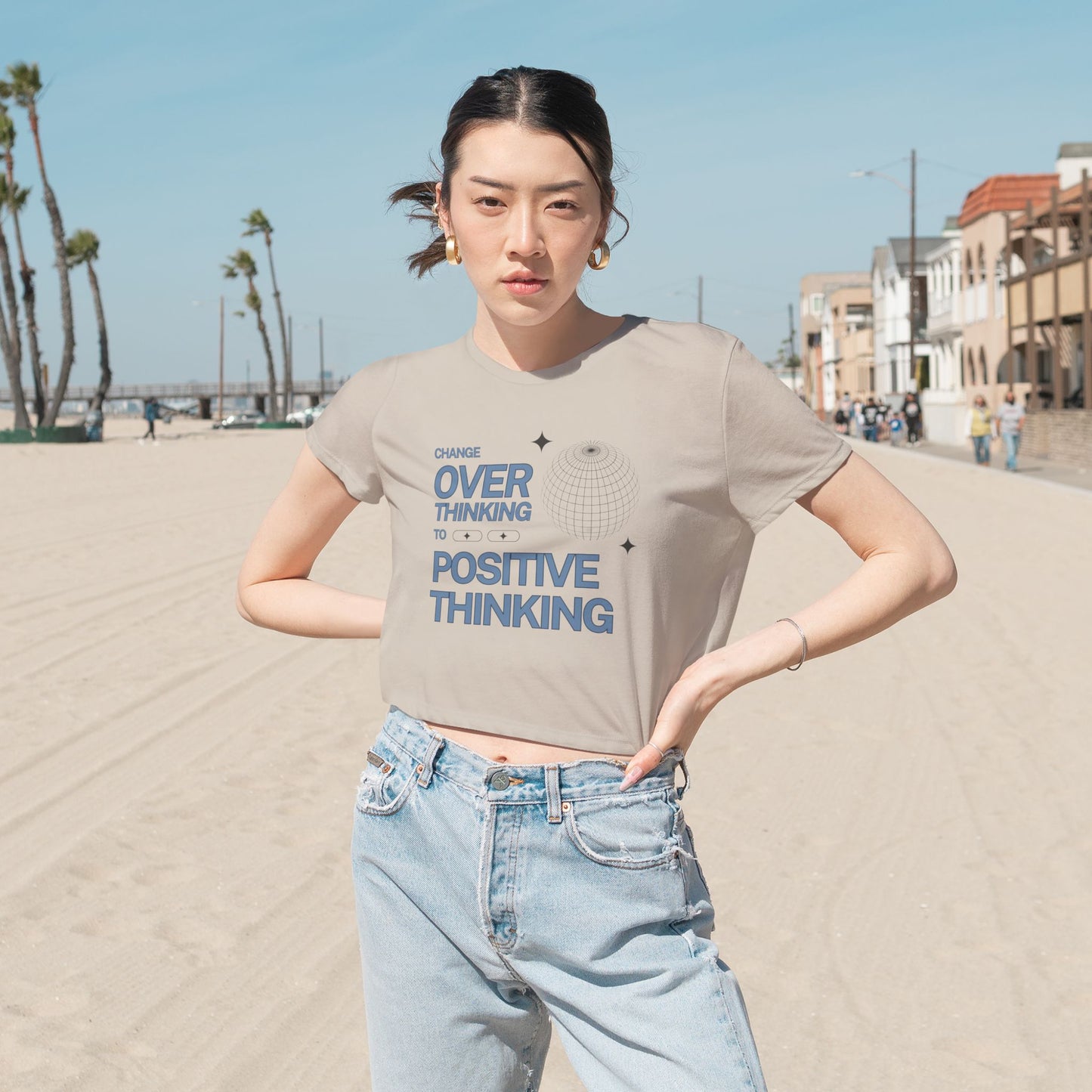 Positive Thinking Women's Flowy Cropped Tee