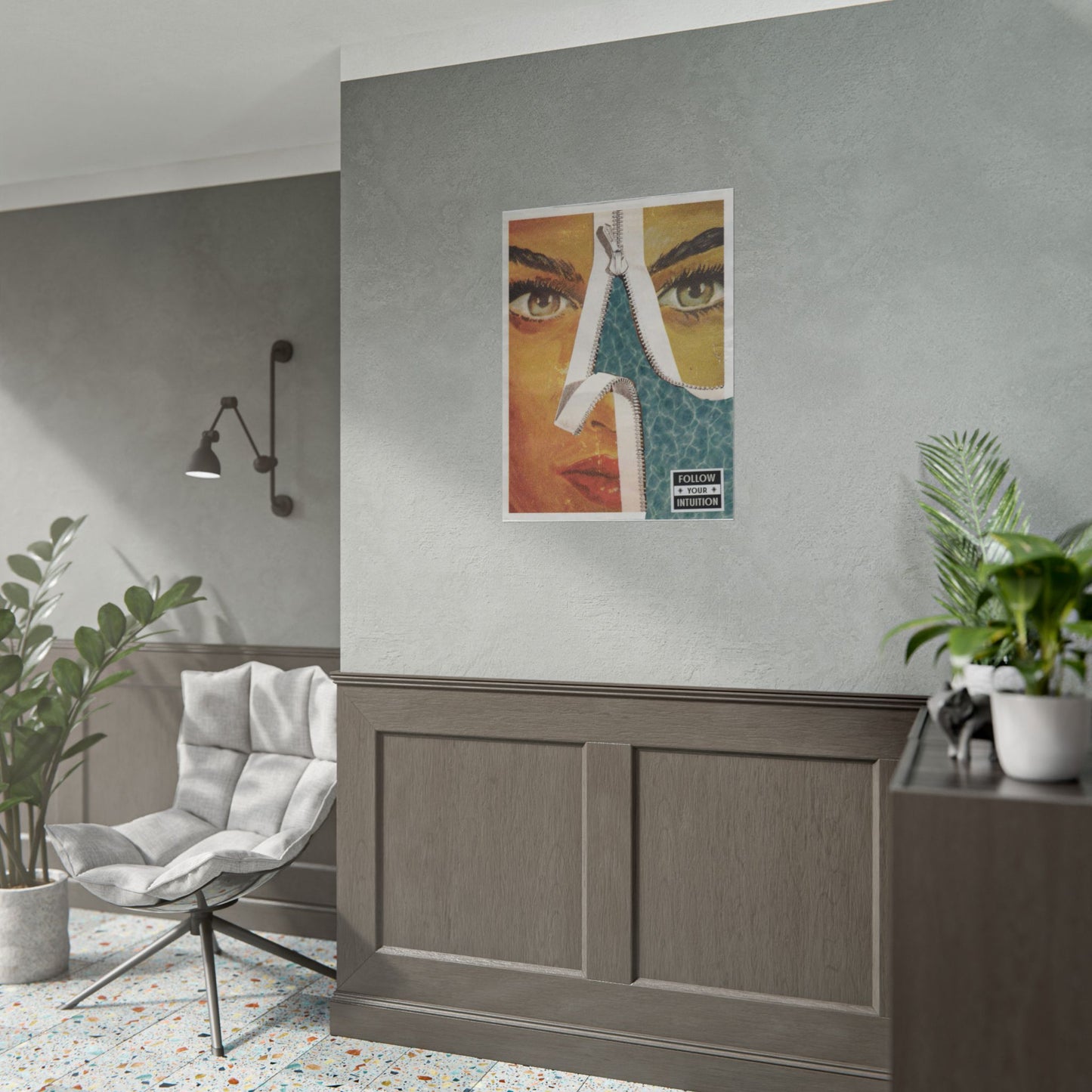 "Follow Your Intuition" Abstract Art Print | Mixed Media Collage