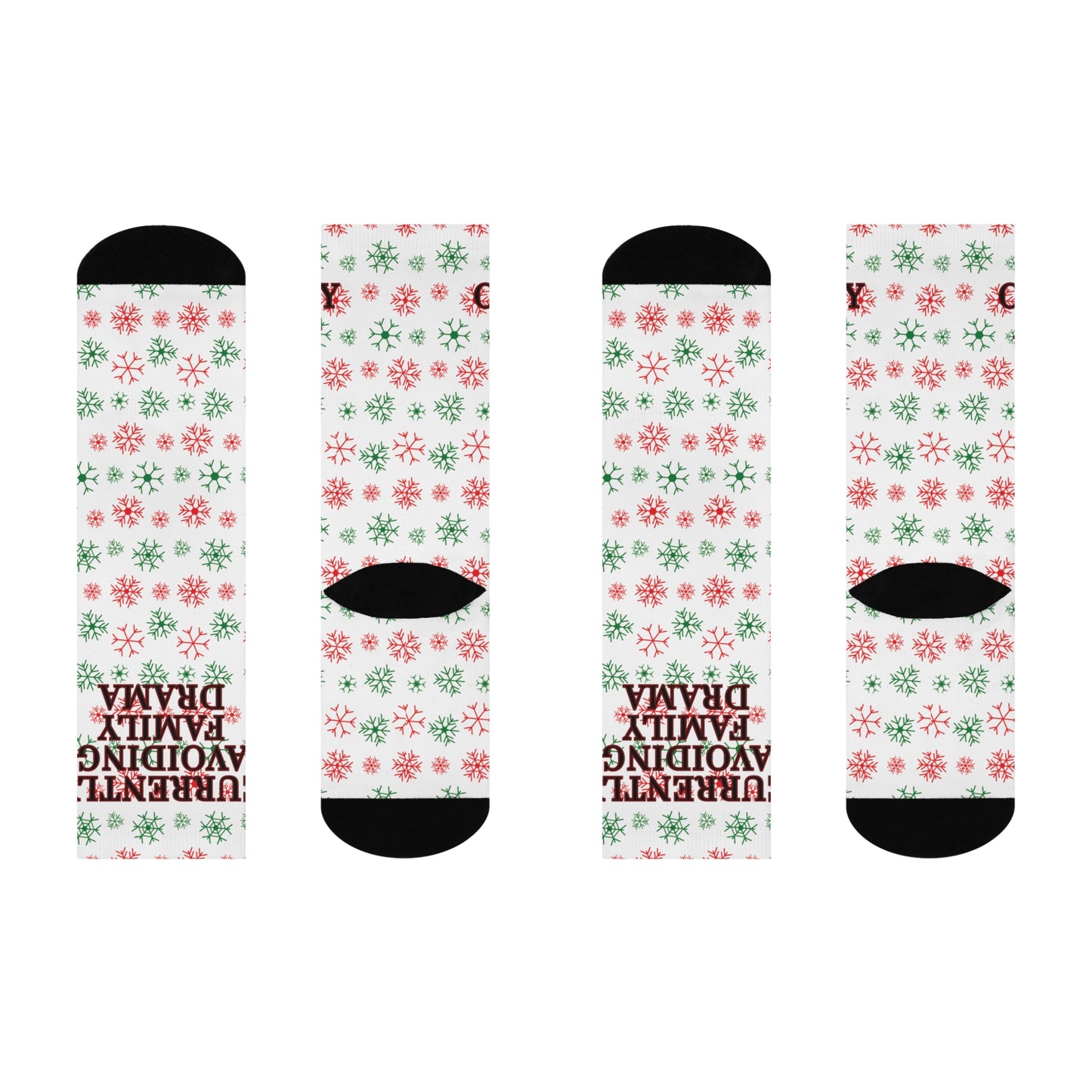 Holiday Socks — “Currently Avoiding Family Drama” Cushioned Crew Socks (Unisex)