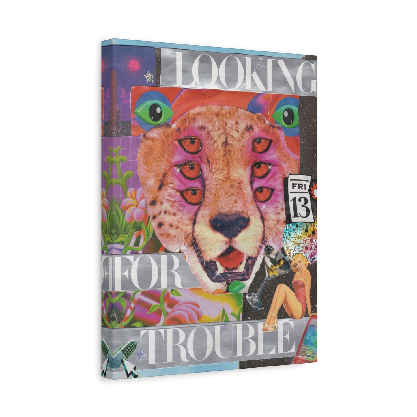 "Looking for Trouble" – Surreal Collage Art Canvas