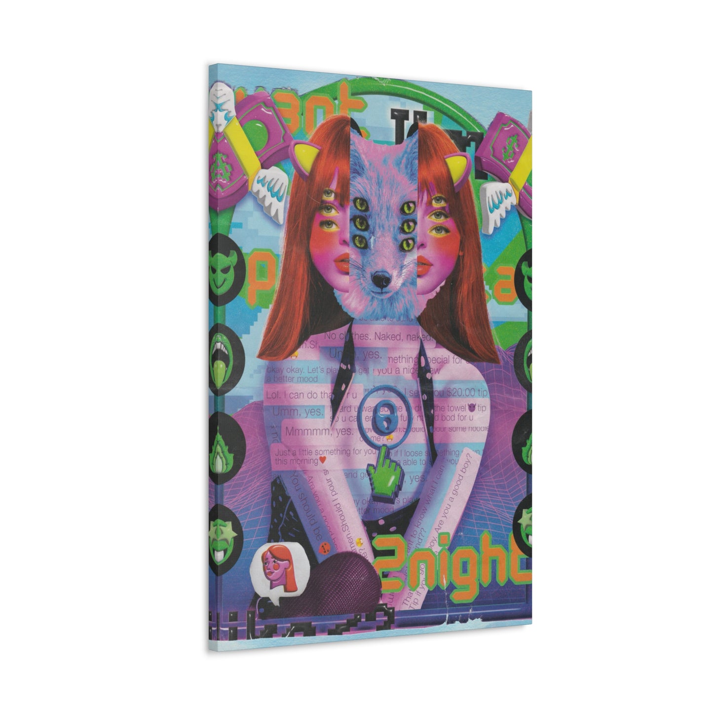 "2night" Surreal Mixed Media Collage - Canvas Art Print