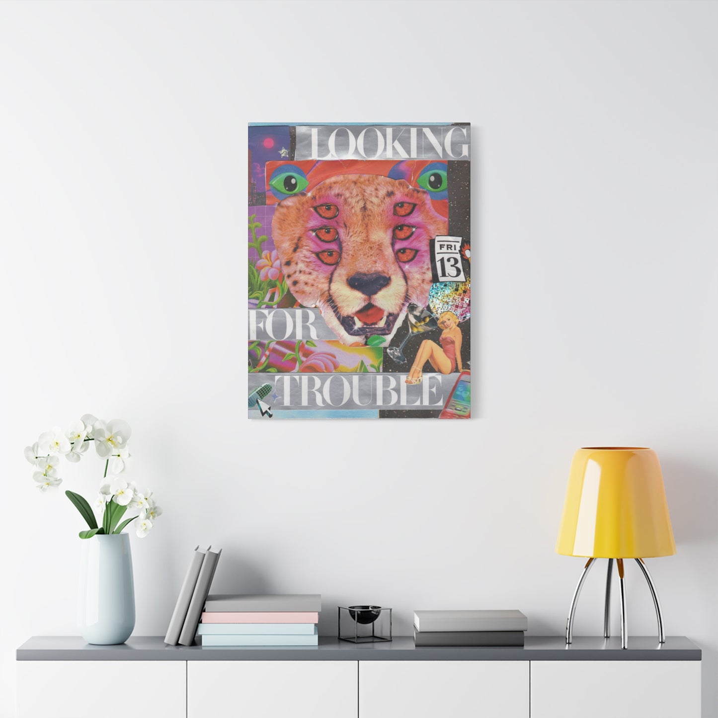 "Looking for Trouble" – Surreal Collage Art Canvas