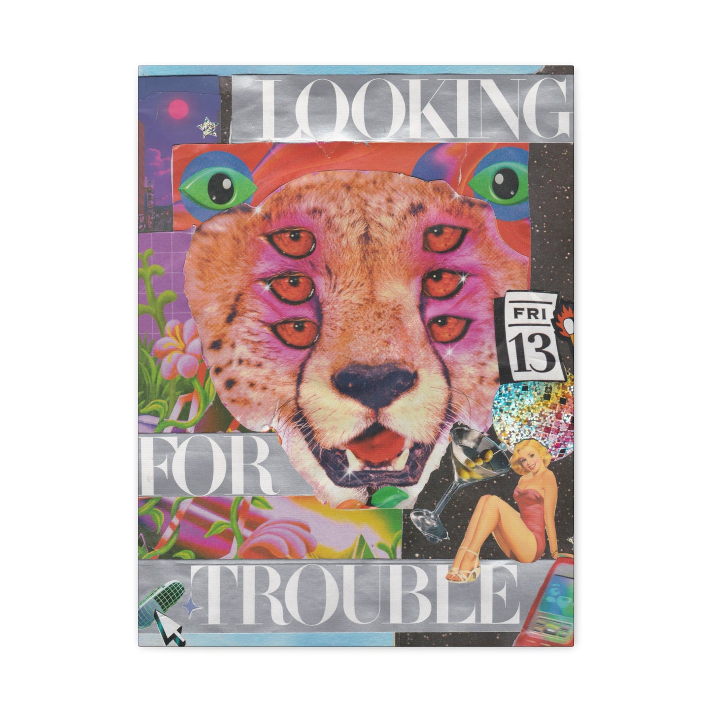 "Looking for Trouble" – Surreal Collage Art Canvas