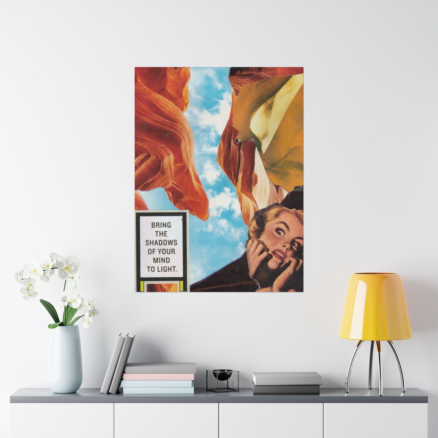 "Bring the Shadows of Your Mind to Light"- Mixed Media Art (Large Poster, Vertical)