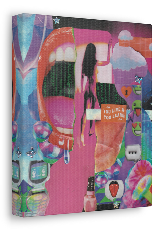 "You Live & You Learn" – Surreal Collage Art Print on Canvas