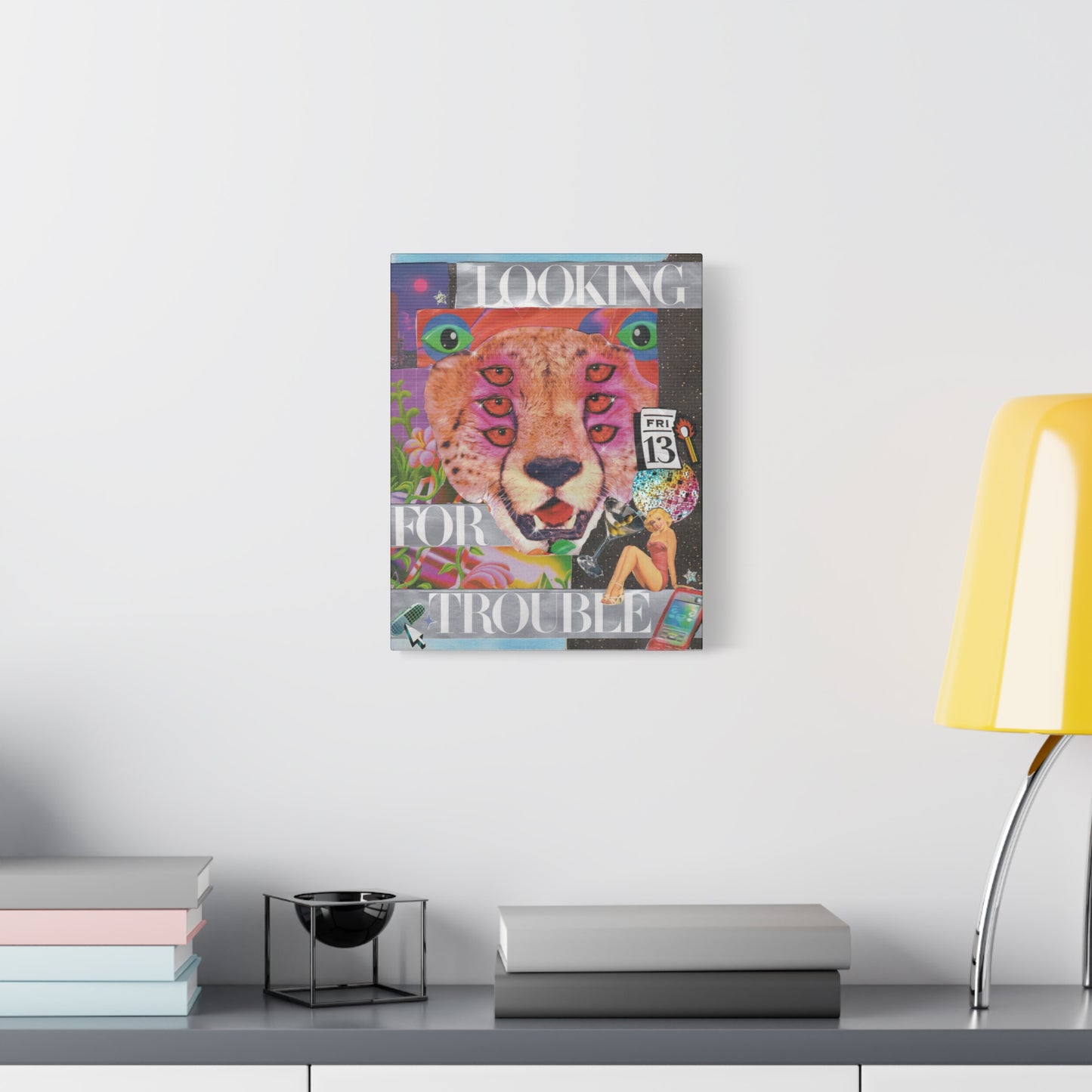"Looking for Trouble" – Surreal Collage Art Canvas