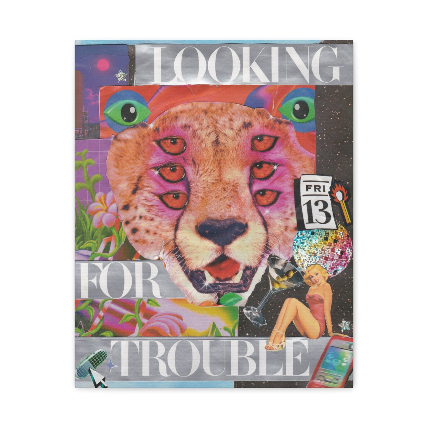 "Looking for Trouble" – Surreal Collage Art Canvas