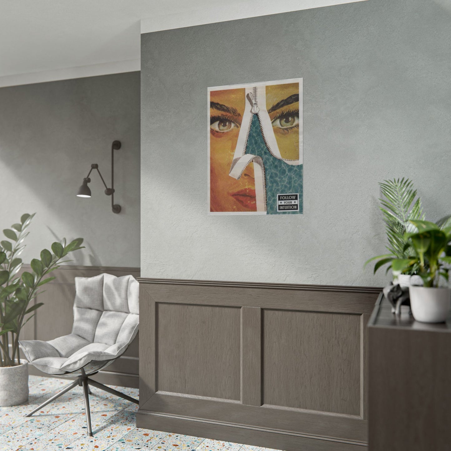 "Follow Your Intuition" Abstract Art Print | Mixed Media Collage