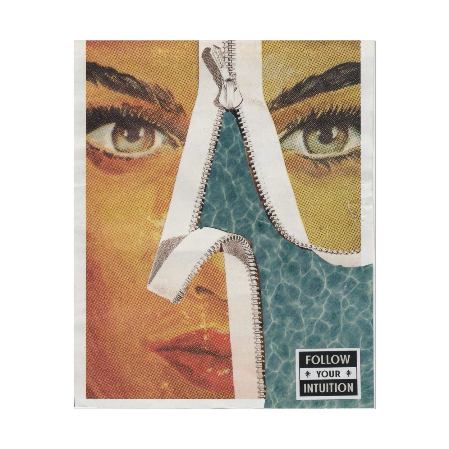 "Follow Your Intuition" Abstract Art Print | Mixed Media Collage