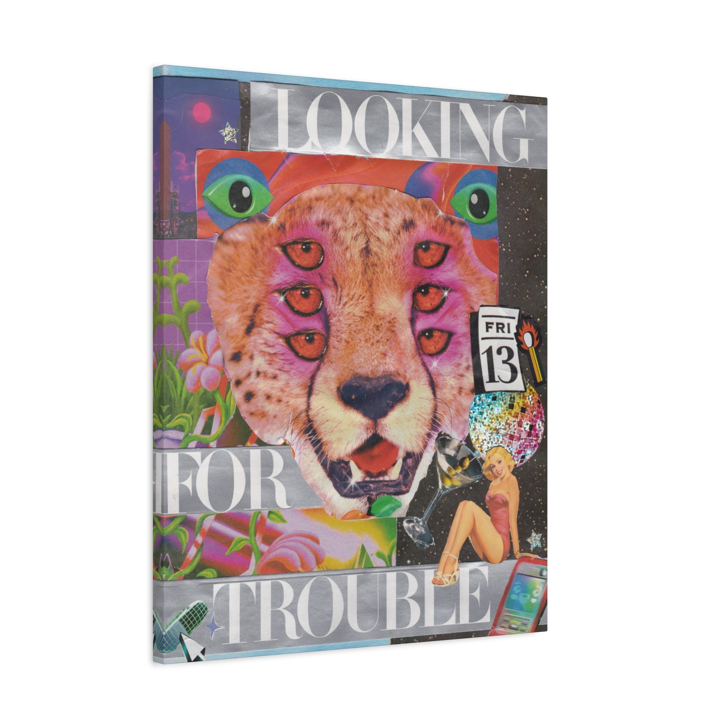 "Looking for Trouble" – Surreal Collage Art Canvas
