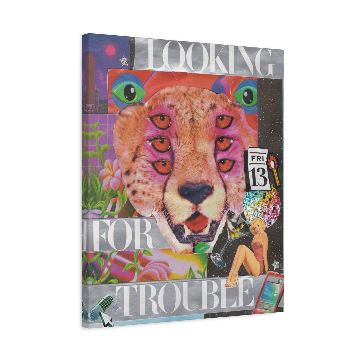 "Looking for Trouble" – Surreal Collage Art Canvas