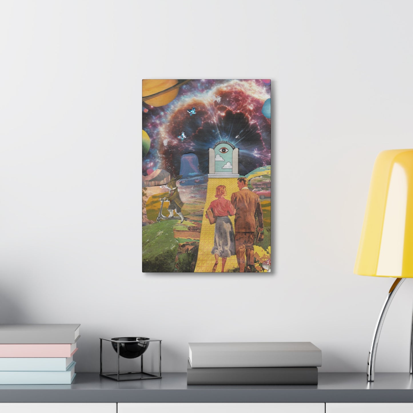 "Do Not Fear Change" Surreal Mixed Media Collage | Canvas Art Print