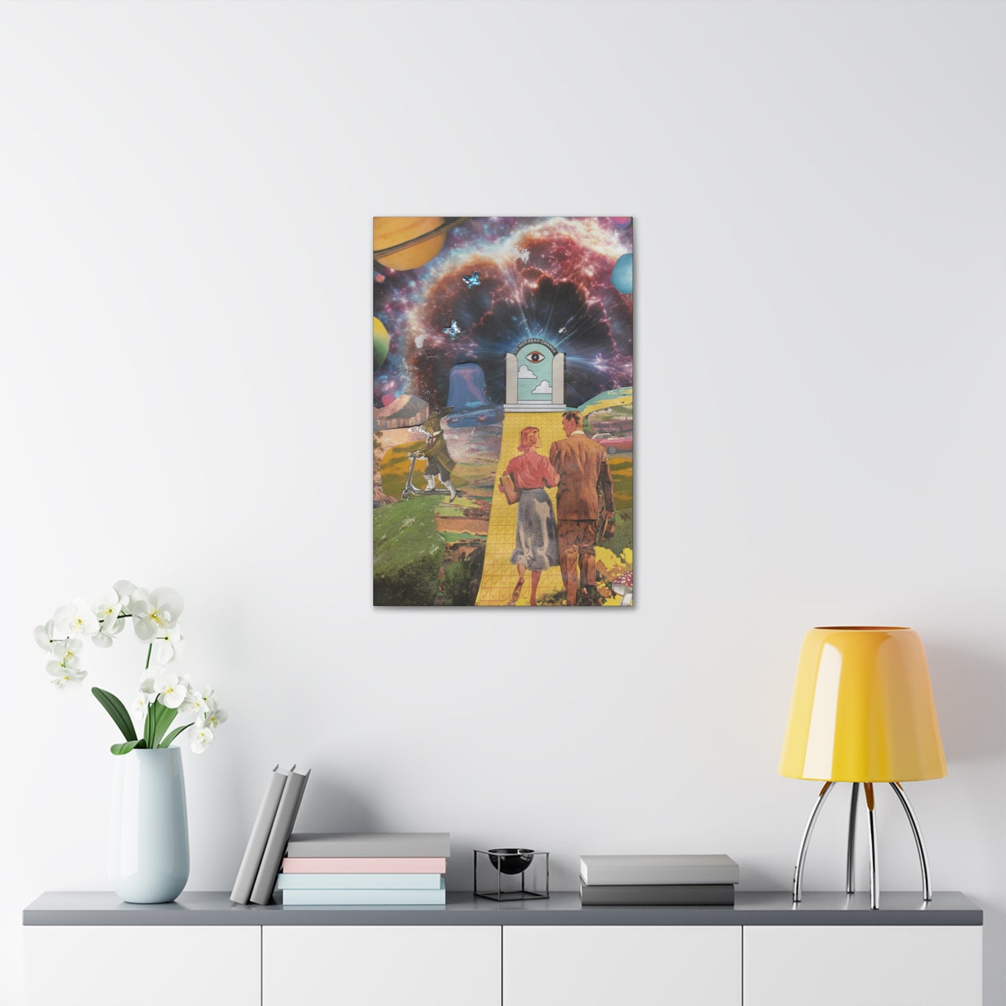 "Do Not Fear Change" Surreal Mixed Media Collage | Canvas Art Print