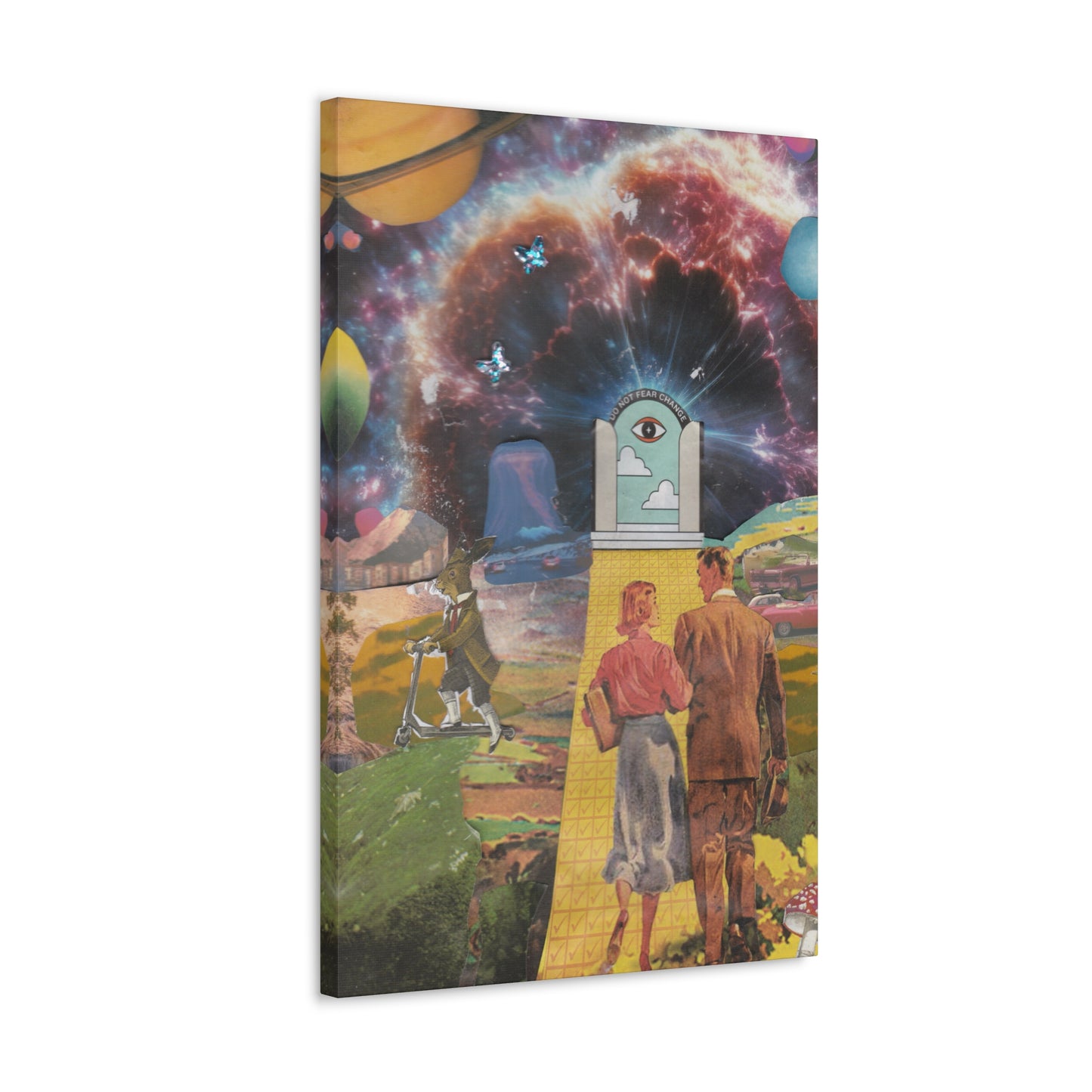 "Do Not Fear Change" Surreal Mixed Media Collage | Canvas Art Print