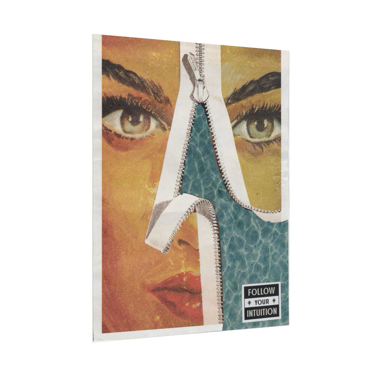 "Follow Your Intuition" Abstract Art Print | Mixed Media Collage