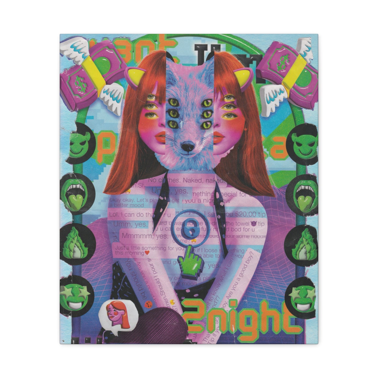 "2night" Surreal Mixed Media Collage - Canvas Art Print