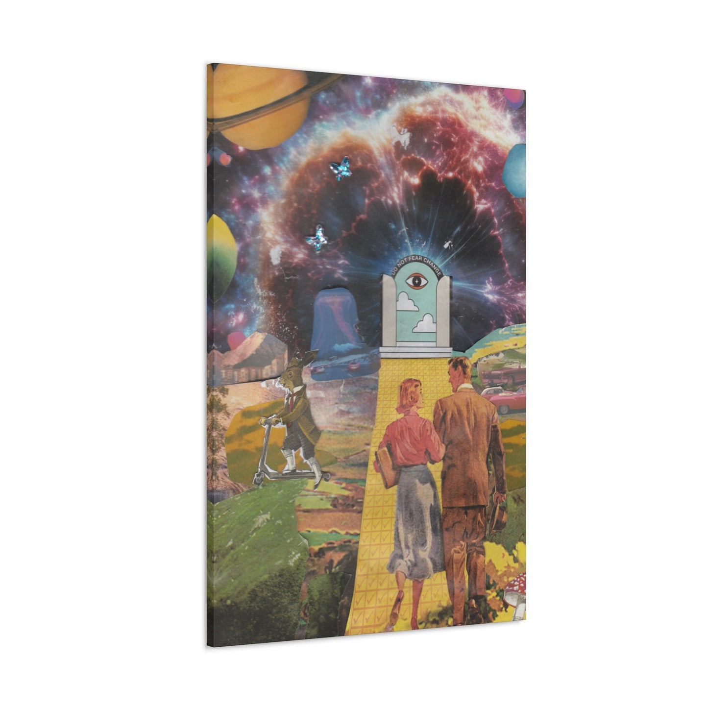 "Do Not Fear Change" Surreal Mixed Media Collage | Canvas Art Print